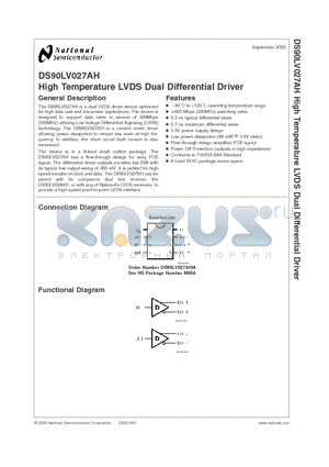 DS90LV027AH datasheet - High Temperature LVDS Dual Differential Driver