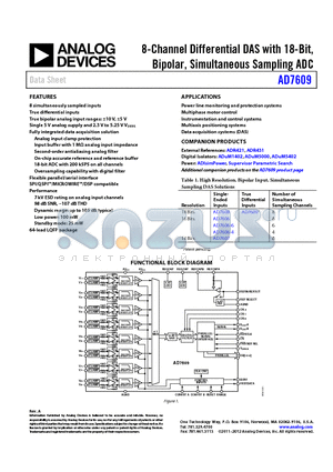 AD7606 datasheet - 8-Channel Differential DAS with 18-Bit