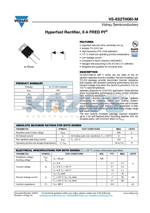 8S2TH06I-M datasheet - Hyperfast Rectifier, 8 A FRED Pt^