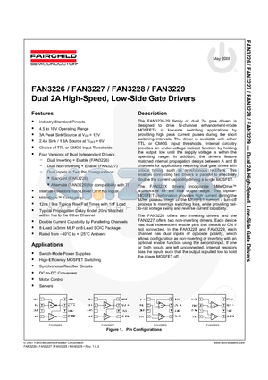 FAN3229CMPX datasheet - Dual 2A High-Speed, Low-Side Gate Drivers