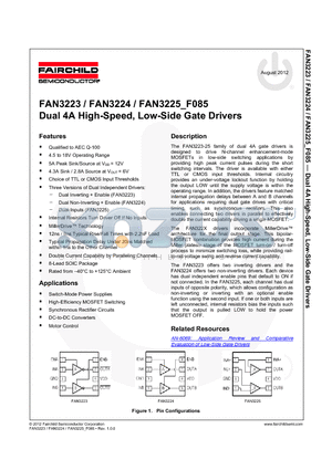 FAN3224CMX_12 datasheet - Dual 4A High-Speed, Low-Side Gate Drivers