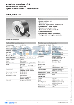 G1M2H.010A102 datasheet - Absolute encoders - SSI
