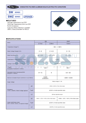 8SW68M datasheet - CONDUCTIVE POLYMER ALUMINUM SOLID ELECTROLYTIC CAPACITORS