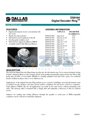 DS9104-090 datasheet - Digital Decoder Ring