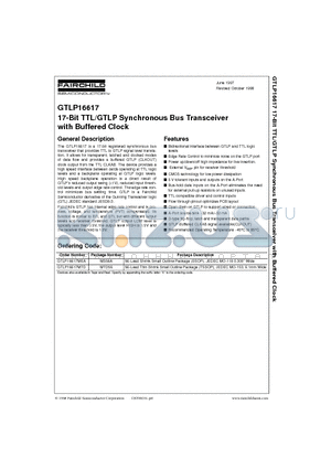 GTLP16617MTD datasheet - 17-Bit TTL/GTLP Synchronous Bus Transceiver with Buffered Clock