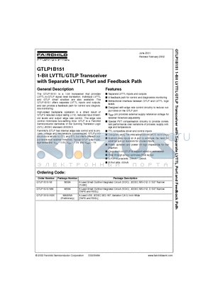 GTLP1B151 datasheet - 1-Bit LVTTL/GTLP Transceiver with Separate LVTTL Port and Feedback Path
