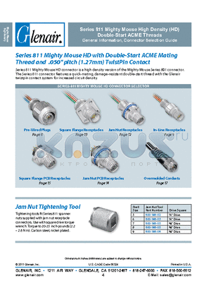 600-146-03 datasheet - Series 811 Mighty Mouse High Density (HD) Double-Start ACME Threads General Information, Connector Selection Guide