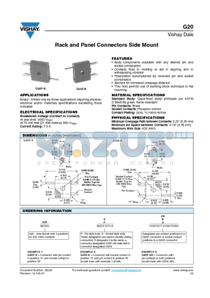 G20P-AB datasheet - Rack and Panel Connectors Side Mount
