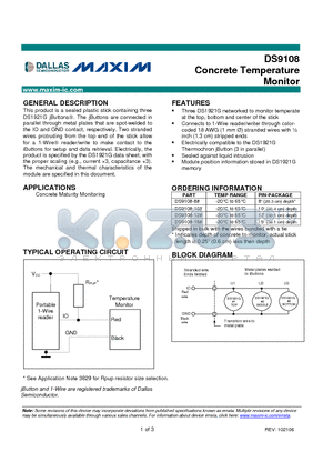 DS9108-10 datasheet - Concrete Temperature Monitor