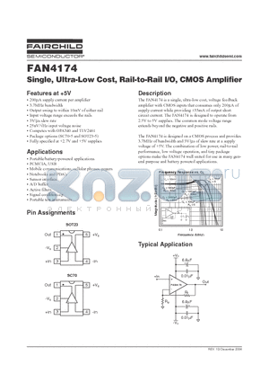 FAN4174 datasheet - Single, Ultra-Low Cost, Rail-to-Rail I/O, CMOS Amplifier
