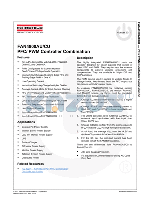 FAN4800AU datasheet - PFC/ PWM Controller Combination