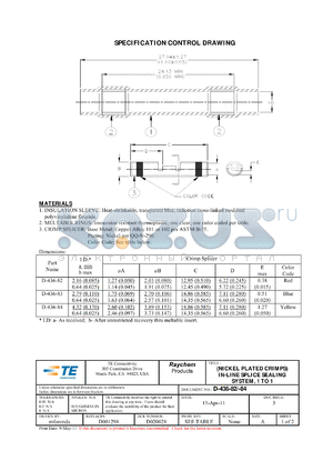 9-1195132-6 datasheet - (NICKEL PLATED CRIMPS) IN-LINE SPLICE SEALING SYSTEM, 1 TO 1