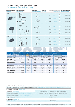 35.134 datasheet - LED-Holder SRL (for T1 LED)