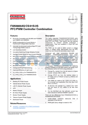 FAN4800CSMY datasheet - PFC/PWM Controller Combination