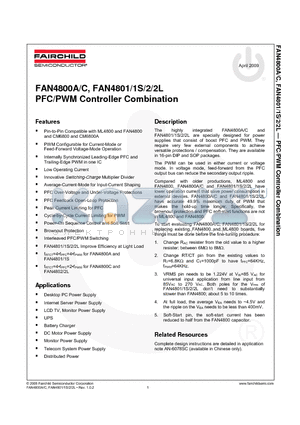 FAN4801S datasheet - PFC/PWM Controller Combination