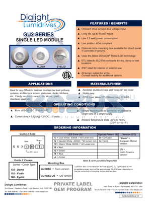 GU2-A-S datasheet - SINGLE LED MODULE