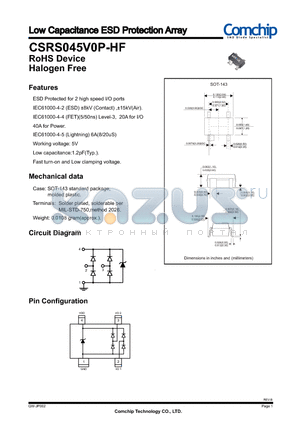 CSRS045V0P-HF datasheet - Low Capacitance ESD Protection Array