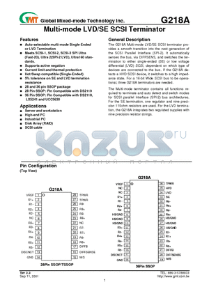 G218AT-S4 datasheet - Multi-mode LVD/SE SCSI Terminator