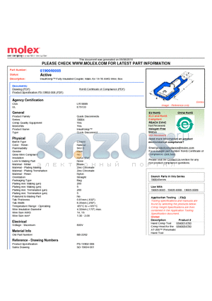 190040005 datasheet - InsulKrimp Fully Insulated Coupler, Male, for 14-16 AWG Wire, Box