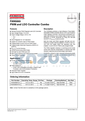 FAN5069 datasheet - PWM and LDO Controller Combo