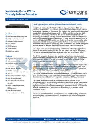6000-0DB1-11011 datasheet - 1550 nm Externally Modulated Transmitter