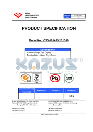 CSS-1815A9 datasheet - 1.80 Inch Single Digit Display