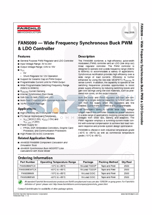 FAN5099EMTCX datasheet - Wide Frequency Synchronous Buck PW & LDO Controller