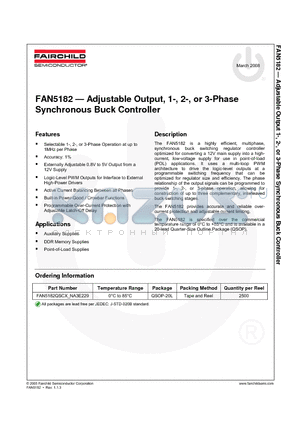 FAN5182QSCX_NA3E229 datasheet - Adjustable Output, 1-, 2-, or 3-Phase Synchronous Buck Controller