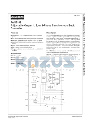 FAN5182 datasheet - Adjustable Output 1, 2, or 3-Phase Synchronous Buck Controller