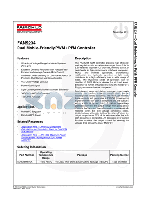 FAN5234MTCX datasheet - Dual Mobile-Friendly PWM / PFM Controller