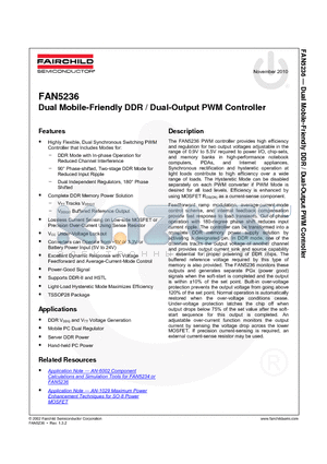 FAN5236 datasheet - Dual Mobile-Friendly DDR / Dual-Output PWM Controller