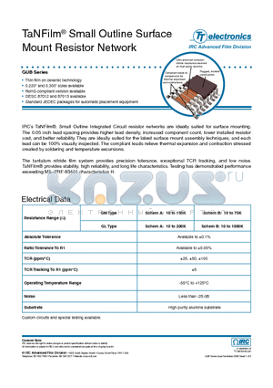 GUB-GM7BLF-02-2001-G datasheet - TaNFilm Small Outline Surface Mount Resistor Network