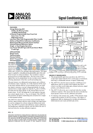 AD7710ANZ datasheet - Signal Conditioning ADC