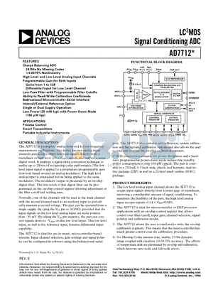 AD7712AR datasheet - LC2MOS Signal Conditioning ADC