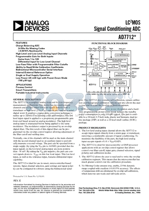 AD7712 datasheet - LC2MOS Signal Conditioning ADC