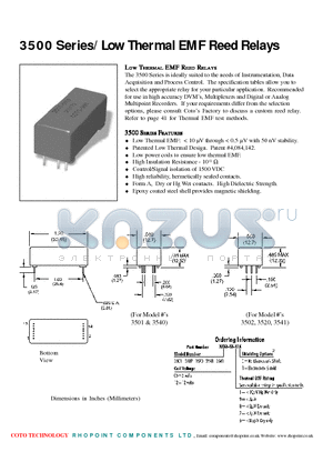 3502 datasheet - Low Thermal EMF Reed Relays