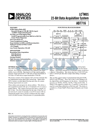 AD7716 datasheet - LC2MOS 22-Bit Data Acquisition System