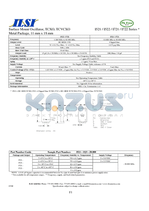 I521-1O5-20.000 datasheet - Surface Mount Oscillator, TCXO, TCVCXO Metal Package, 11 mm x 18 mm