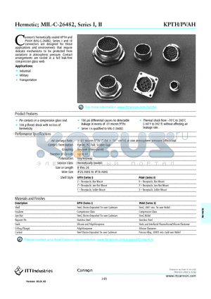 KPTH datasheet - Hermetic Industrial Military Transportation