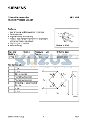 KPY32-R datasheet - Silicon Piezoresistive Relative Pressure Sensor