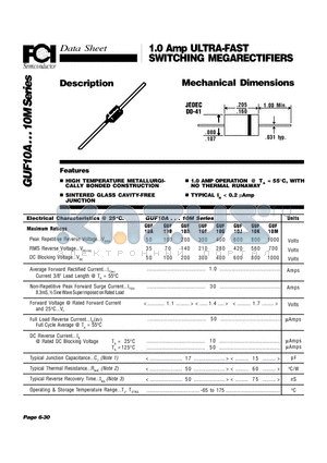 GUF10K datasheet - 1.0 Amp ULTRA-FAST SWITCHING MEGARECTIFIERS