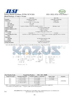 I521-3R3-20.000 datasheet - Surface Mount Oscillator, TCXO, TCVCXO Metal Package, 11 mm x 18 mm