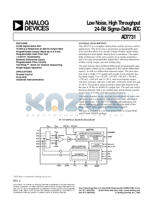 AD7731BR datasheet - Low Noise, High Throughput 24-Bit Sigma-Delta ADC