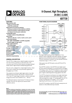 AD7739BRU datasheet - 8-Channel, High Throughput, 24-Bit Sigma-Delta ADC