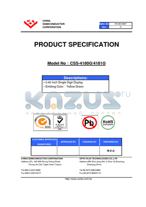 CSS-4181G datasheet - 0.40 Inch Single Digit Display