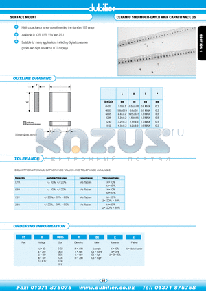 DSB0402W105ZN datasheet - SURFACE MOUNT CERAMIC SMD MULTI-LAYER HIGH CAPACITANCE DS