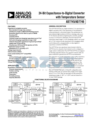 AD7745 datasheet - 24-Bit Capacitance-to-Digital Converter with Temperature Sensor