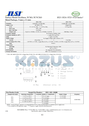 I523-1P3-20.000 datasheet - Surface Mount Oscillator, TCXO, TCVCXO Metal Package, 9 mm x 11 mm
