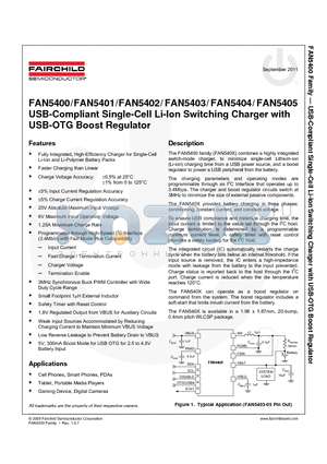 FAN5404 datasheet - FAN5400 / FAN5401 / FAN5402 / FAN5403 / FAN5404 / FAN5405 USB-Compliant Single-Cell Li-Ion Switching Charger