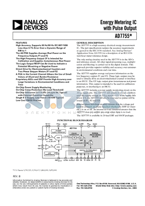 AD7755AAN-REF datasheet - Energy Metering IC with Pulse Output